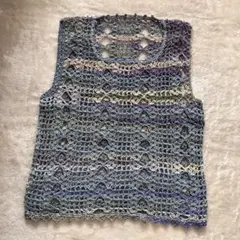 かぎ針編み サマーニットベスト 青系