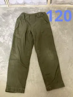 120ユニクロ 裏起毛 長ズボン カーキ