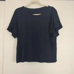UNIQLO　フリル袖 黒 半袖Tシャツ