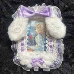 トレカケース フリル レースデコ リボン うさぎ B8 推し活 紫 ラベンダー