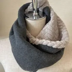 お得❤️グレー❤️ジャガードボア　フリース　スヌード　マフラー　灰色　グレー