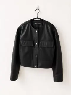 ZARA フェイクレザージャケット ブラックのサムネイル