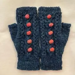 【手編みハンドウォーマー】野呂英作・藍+α