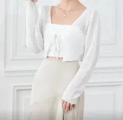 SHEIN ホワイト ボレロ カーディガン シズニルック