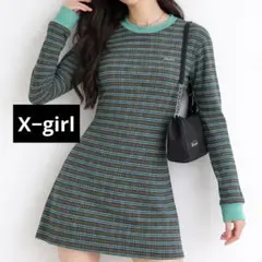 エックスガール　ボーダー　長袖Tシャツ　ミニワンピース　カットソー