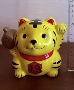 095 非売品 東海銀行ノベルティ 陶器製 リボン猫 貯金箱 2体セット