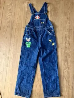 美品！Super Mario デニム オーバーオール 刺繍入り 130cm