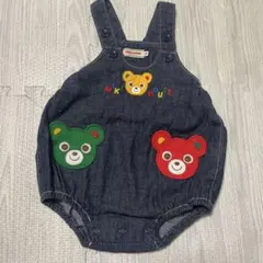 ミキハウス デニムロンパース 、ダルマオール70-80cm