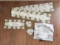Xmas刺繍 テーブルランナー マット セット&ティッシュBOXカバーの5点のサムネイル