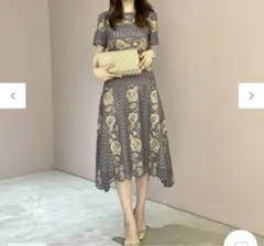 美品♡グレースコンチネンタル、ライン刺繍ワンピース、花柄、レース