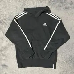 adidas フードパーカー 黒 ストライプ付き