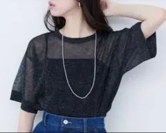 試着のみ　natural couture ラメシアートップス　黒のサムネイル