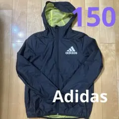 美品 adidas フード付きウインドブレーカー 黒 黄 150