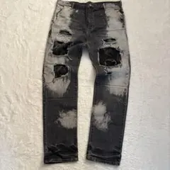 archive black bleach denim pants y2k