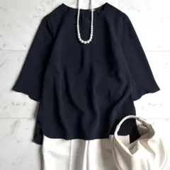 美品 ミューズドゥドゥーズィエムクラス ブラウス ジョーゼット ネイビー 濃紺