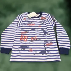 NEXT SMILE ストライプ恐竜 裏起毛トレーナー 110cm