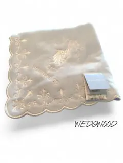 WEDGWOOD 刺繍入りハンカチ ブルー