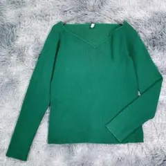 Luguna【F】リブニット　グリーン　春秋　フリーサイズ　レディース　少し厚手
