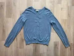 H&M BASIC クルーネックカーディガン ブルー M