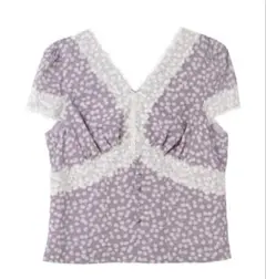 Cherry Pattern Lace Trim Topのサムネイル