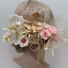 髪飾り　胡蝶蘭　水引　成人式　結婚式　和装髪飾り　振袖　白無垢　前撮り　チュール