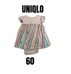 【ユニクロ】美品　コーディネート　ショートオール　ロンパース　ストライプ　60