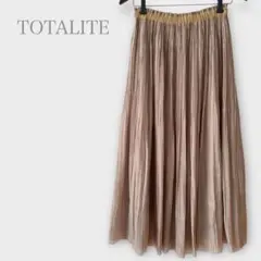 ラトータリテ　プリーツロングスカート　ベージュ　ウエストゴム　きれいめ