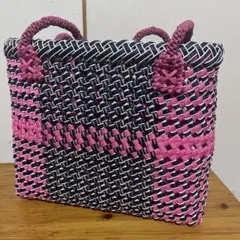 あゆみ様専用 エコクラフト ピンク 編み込みかごバッグ