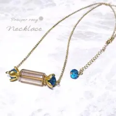 N006＊蜂蜜色ガラスとマットフラワーのレトロネックレス＊