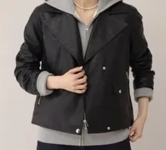 美品UNTITLED フェイクレザー ジップアップジャケット ブラック Mサイズ