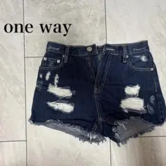 one way ワンウェイ ダメージショートパンツ ダークブルー