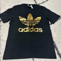 adidas 半袖Tシャツ XS 黒 金色ロゴ