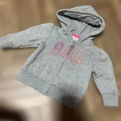 GAP フード付き裏起毛グレー パーカー　12-18months