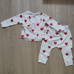 タグ付き　プチバトー　 パジャマ　ベビー　上下　ハート柄　12m74cm