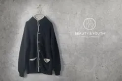 BEAUTY&YOUTH ウール100% 配色ニットカーディガン L