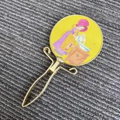 【希少】昭和レトロ 2WAY手鏡 卓上ミラー 当時物 カントリー 乙女デザイン