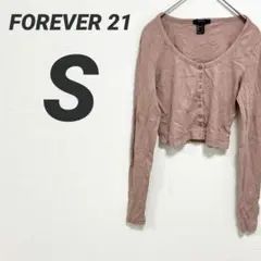 FOREVER 21 ピンク 【S】クロップド 長袖 Tシャツ
