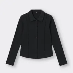 GU リブポロカーディガン　ブラック