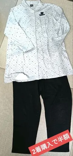 Disney ミッキー刺繍 ドット柄パジャマ M〜Lサイズ