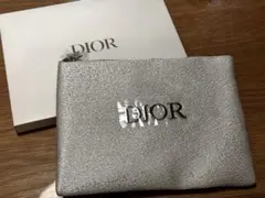 Dior ノベルティ フラットポーチ ホワイトシルバー