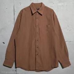VAN HEUSEN 長袖 チェックシャツ L 茶 ヴァンヒューゼン 古着