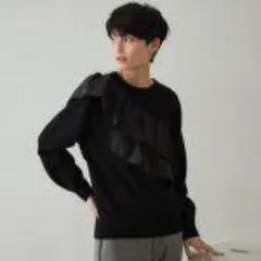 ?OPAQUE.CLIP ダブルフリルドッキングニット ブラック