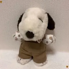 【ぬい服】シャツ&オーバーオールセット⭐︎肉球柄ブラウン⭐︎ミニサイズ