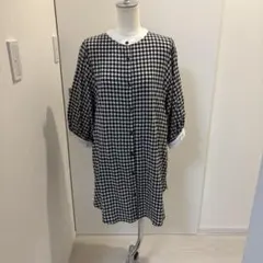 五分丈チェック柄チュニック