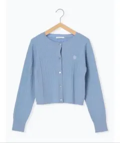 新品タグ付きehka sopo 細ケーブル刺繍カーディガン サックスブルー 水色