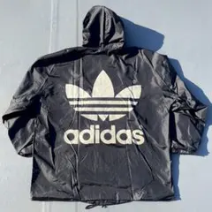 希少 デサント製 80s アディダス ビッグロゴ ナイロンコーチジャケット 黒