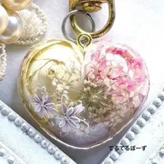 No.344オルゴナイト 桃ハート　ストロベリークォーツ・ピンクオパール