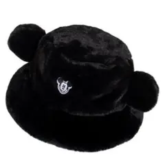 ミッキーマウス 耳付き バケットハット ディズニーリゾート美品 もこもこ 黒
