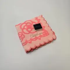 未使用☆CLATHAS クレイサス タオルハンカチ 綿 サーモンピンク 花柄