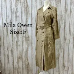 ミラオーウェン❤️トレンチコート　ベルト付き　麻混　ベーシック　ベージュ　F